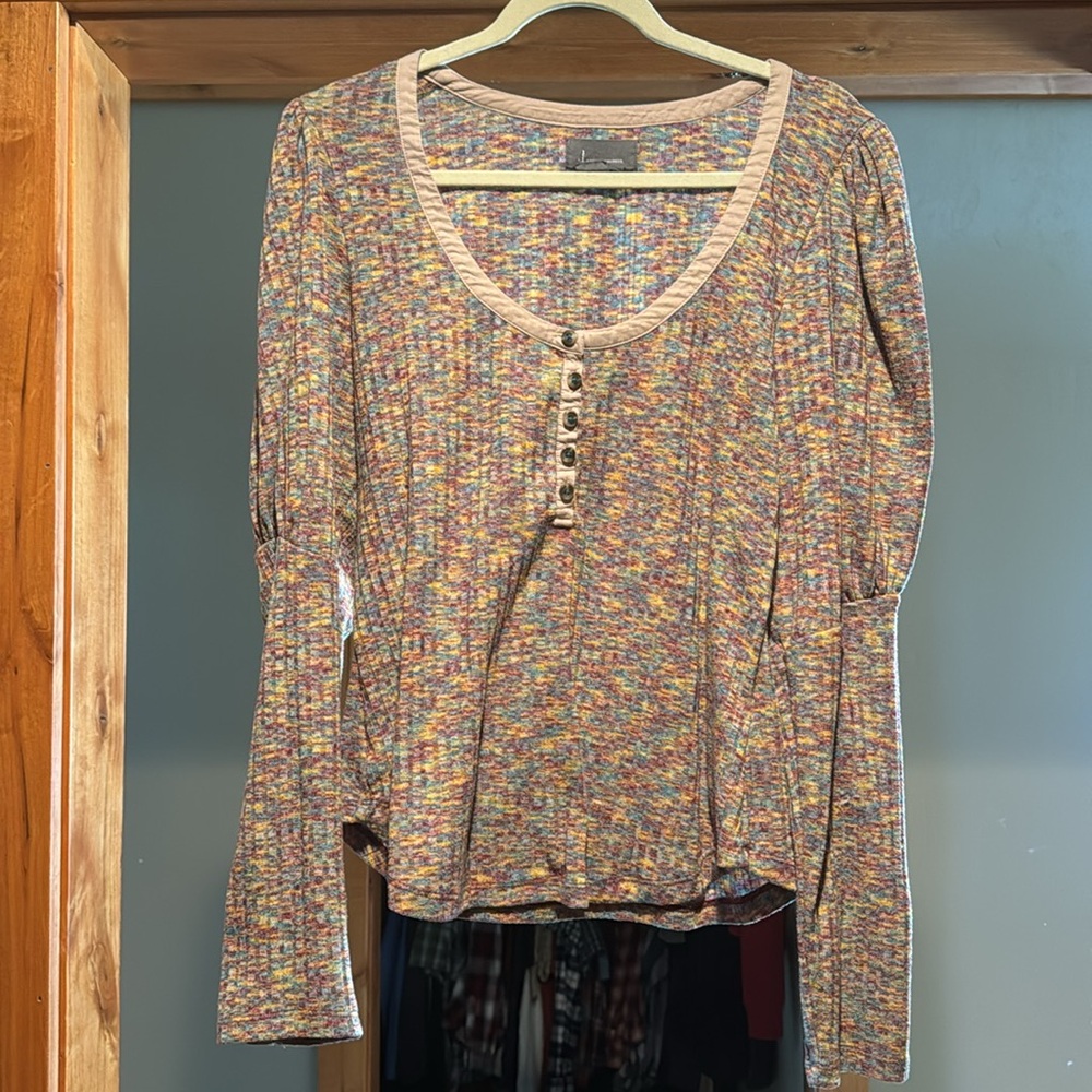Anthropologie Puff Sleeve Knit Henley in Lavender - Picture 2 of 2